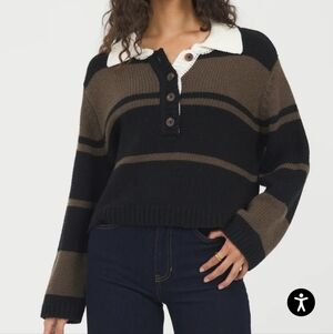 NWT Vintage Havana The Woodland Stripe Collared Rugby Sweater Size Medium